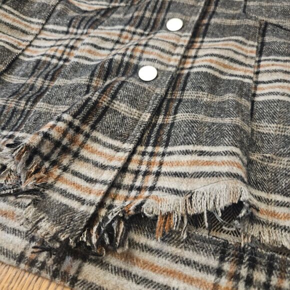 Altar'D State Destroyed Thick Plaid Flannel Shacket Abigail Cropped M Grunge Alt - Picture 5 of 8